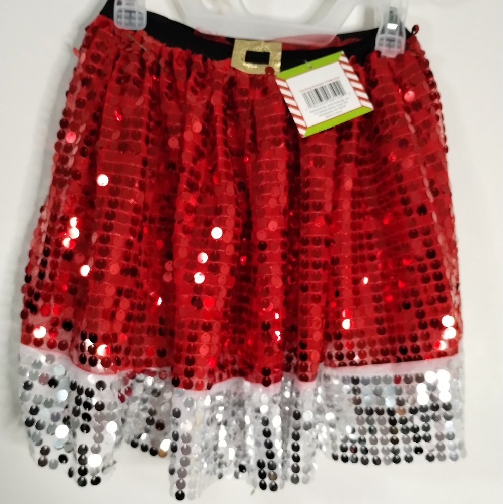 Sequined Santa Tutu Christmas Skirt One Size With Tags